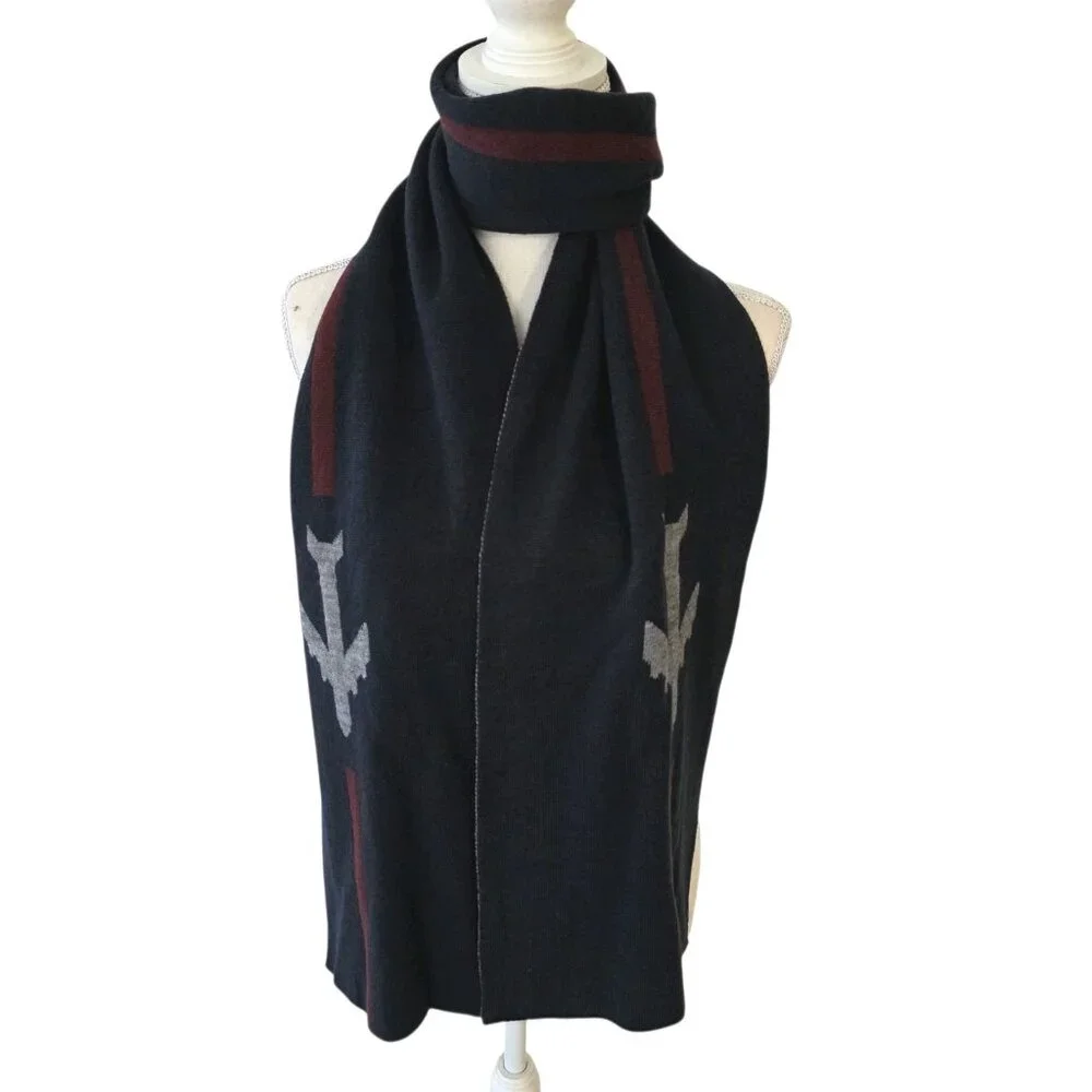 Johnston & Murphy Mens Scarf Plane‎ Stripe Navy Travel Theme Airplane Pilot